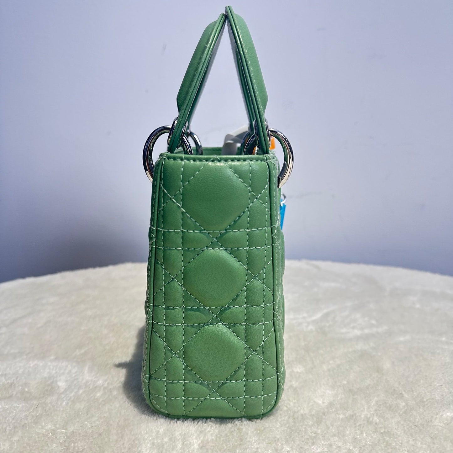 【#147】Pre-owned Dior Lady Dior Mini Mint Green Lambskin Chain Shoulder Bag HZ251215019