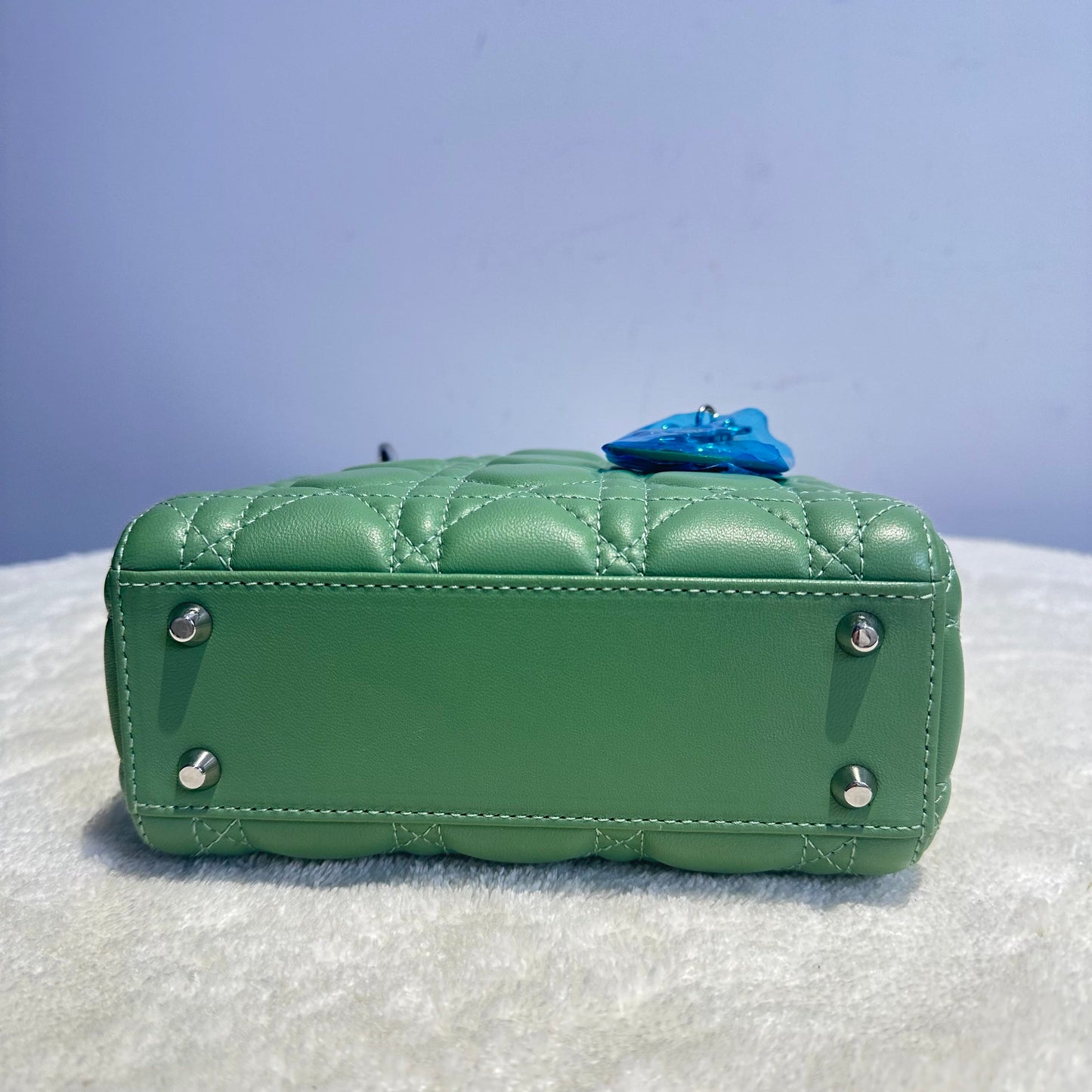 【#147】Pre-owned Dior Lady Dior Mini Mint Green Lambskin Chain Shoulder Bag HZ251215019