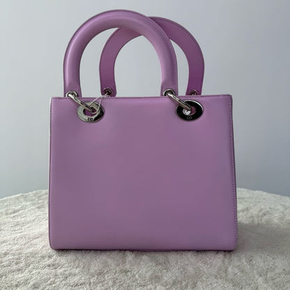 【#148】Pre-owned Dior Lady Dior Medium Pink Envelope Motif Calfskin Leather  Shoulder Bag HZ251203014