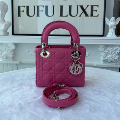 【#211】Pre-owned Dior Lady Dior Mini Bag Bright Pink Lambskin Leather