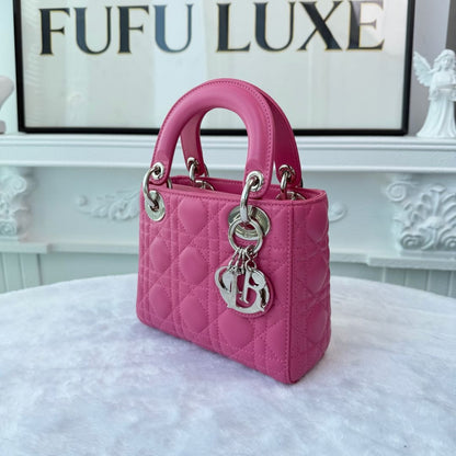 【#211】Pre-owned Dior Lady Dior Mini Bag Bright Pink Lambskin Leather
