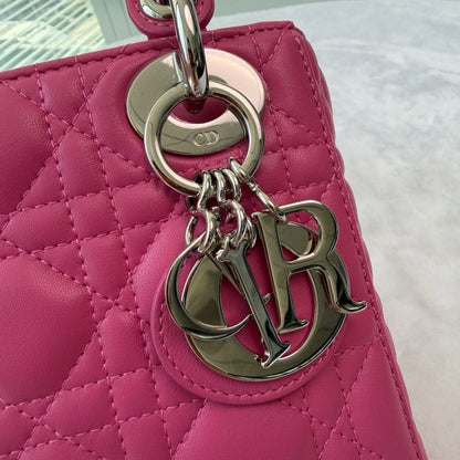 【#211】Pre-owned Dior Lady Dior Mini Bag Bright Pink Lambskin Leather