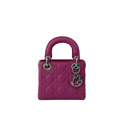 【#211】Pre-owned Dior Lady Dior Mini Bag Bright Pink Lambskin Leather