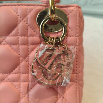 【#286】Pre-owned Dior Mini Lady Dior Bag Cannage Quilted Leather in Blush Pink with Gold-Tone Hardware