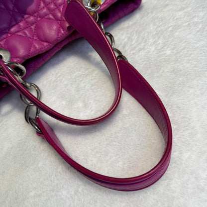 【#138】Pre-owned Dior Soft Small Deep Pink Lambskin Gold Hardware Shoulder Bag HZ260131012