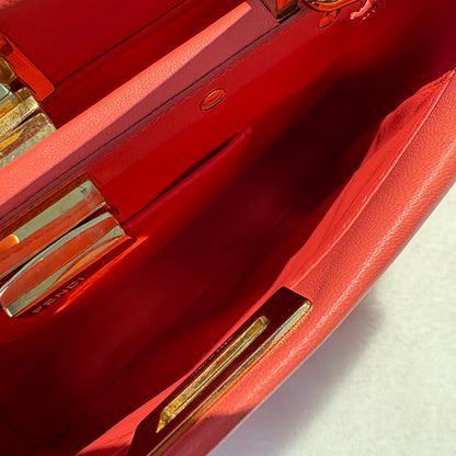 【#117】Pre-owned FENDI Peekaboo Iconic Mini Red Lambskin Leather Handbag&Shoulderbag HZ2601310&&