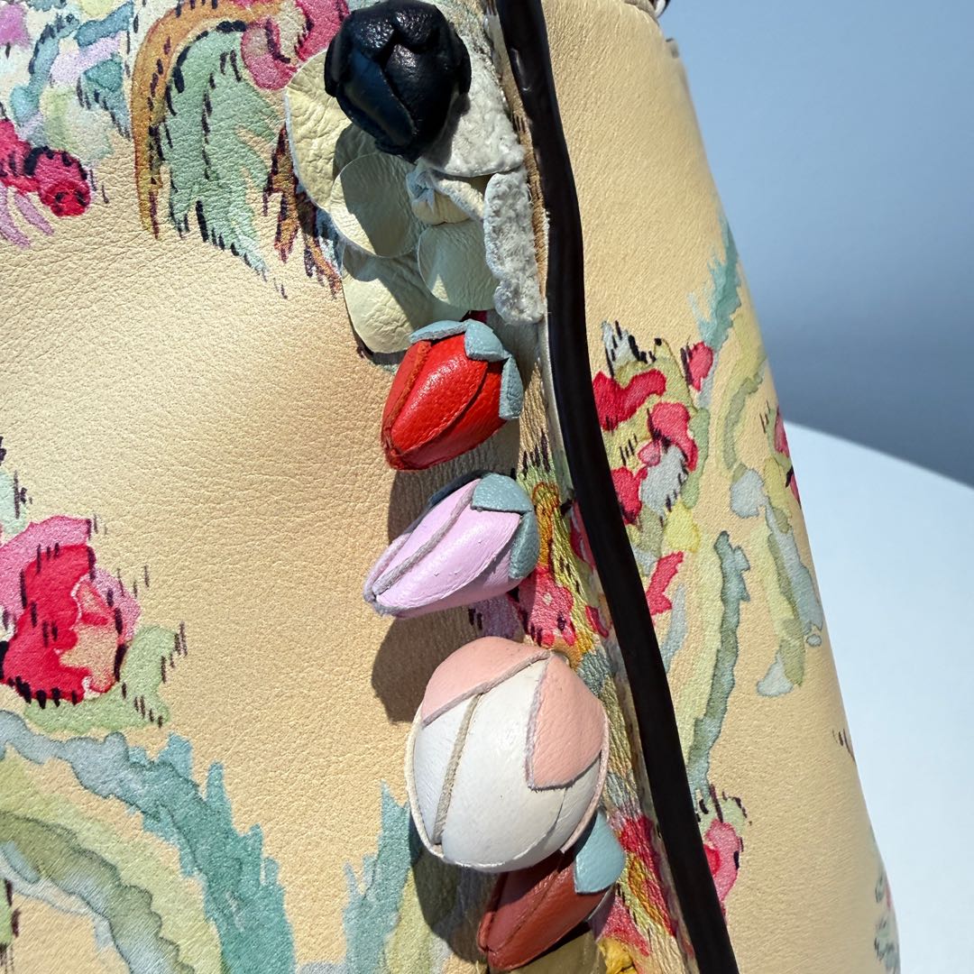 【#112】Pre-owned FENDI Peekaboo Mico Runway Limited Edition Flower Print Shoulder Bag HZ25102200&&