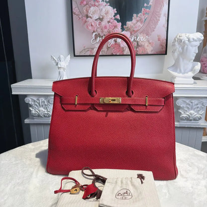 【#206】Pre-owned Hermès Birkin 35 Bag Rouge Garance Togo Leather HZ260110011