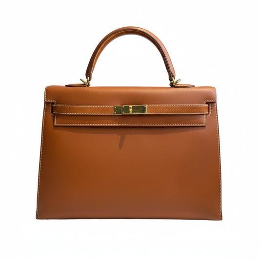 【#012】Pre-owned Hermès Kelly 35 GoldBrown(37) Epsom Leather Q Stamp Handbag HZ260120013