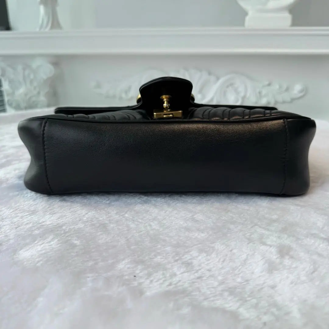 【#179】Pre-owned Gucci GG Marmont 31 Bag Black Matelassé Leather