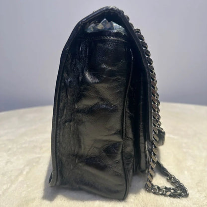 【#121】Pre-owned YSL Nikki Medium Black Oil Wax Leather Shoulder Bag HZ250728019