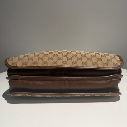 【#174】Pre-owned GUCCI 1955 Horsebit Tote Bag Medium Brown GG Supreme Canvas with Leather Trim Shoulder Bag
