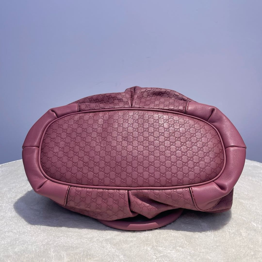 【#198】Pre-owned GUCCI SUKEY Medium 28cm Hot Pink GG Supreme Calfskin Leather Shoulder Bag