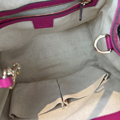 【#281】Pre-owned Gucci Soho Medium Tote Bag Patent Leather in Fuchsia Pink with Light Gold-Tone Hardware