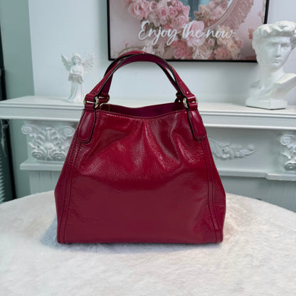 【#281】Pre-owned Gucci Soho Medium Tote Bag Patent Leather in Fuchsia Pink with Light Gold-Tone Hardware