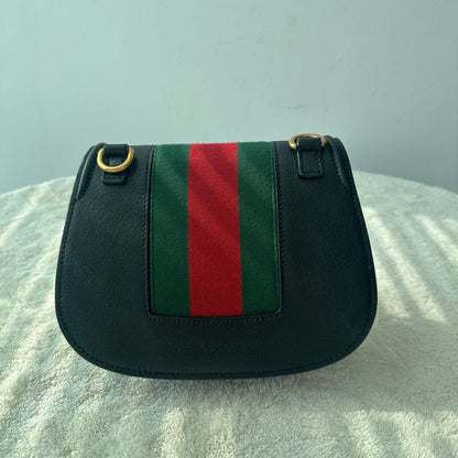 【#202】Pre-owned GUCCI TOTEGG Small 20cm Black Calfskin Leather Shoulder Bag