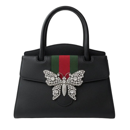 【#201】Pre-owned GUCCI TOTEGG Medium 30.5cm Black Calfskin Leather Shoulder Bag
