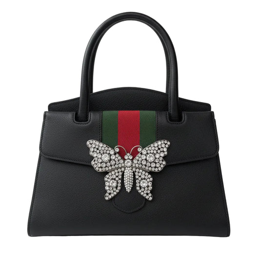 【#201】Pre-owned GUCCI TOTEGG Medium 30.5cm Black Calfskin Leather Shoulder Bag
