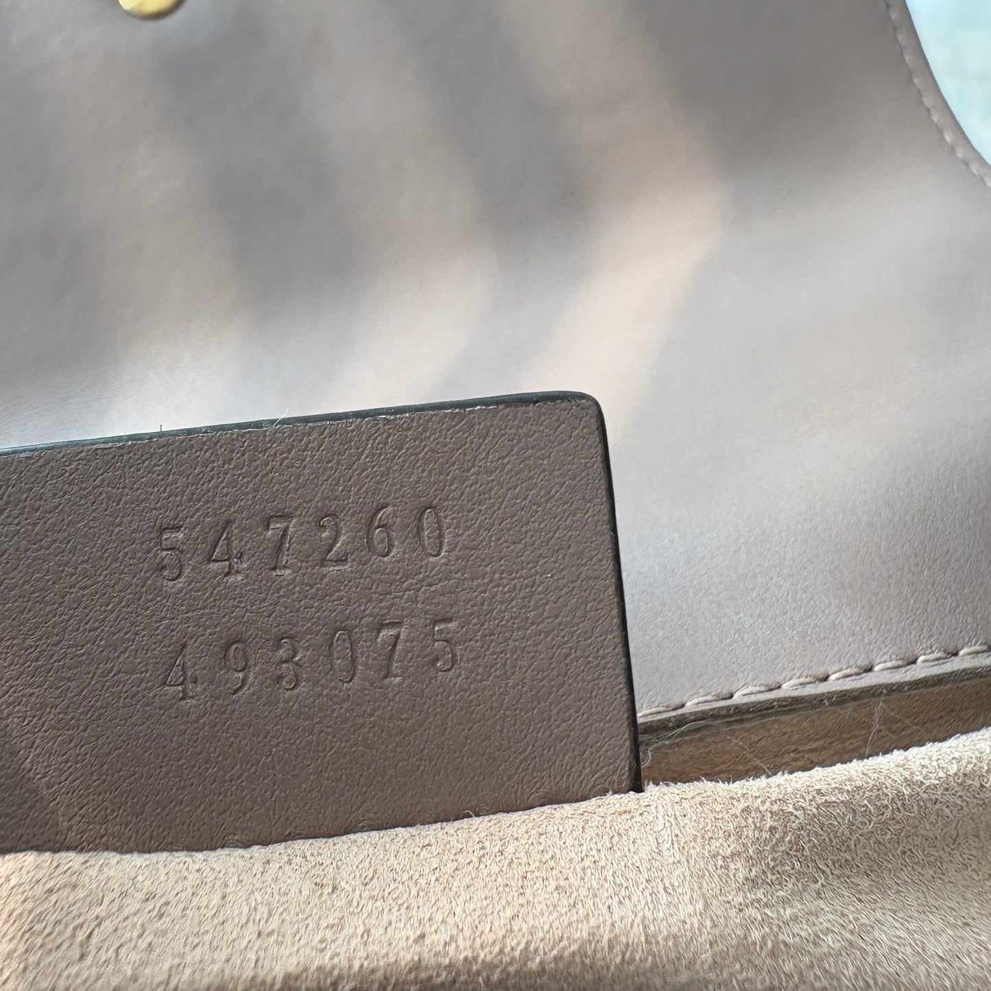 【#189】Pre-owned GUCCI Marmont Small 22cm Nude Matelassé Calfskin Leather Gold Hardware Top Handle Shoulder Bag