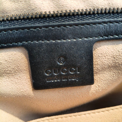 【#180】Pre-owned Gucci GG Marmont Medium Bag Black Matelassé Leather