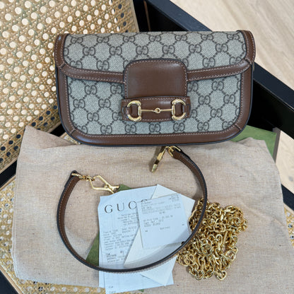 【#173】Pre-owned Gucci Horsebit 1955 Mini Bag GG Supreme Canvas2509220&&