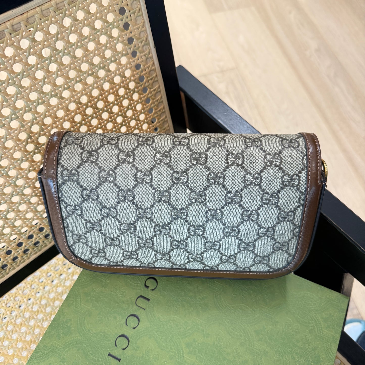 【#173】Pre-owned Gucci Horsebit 1955 Mini Bag GG Supreme Canvas2509220&&