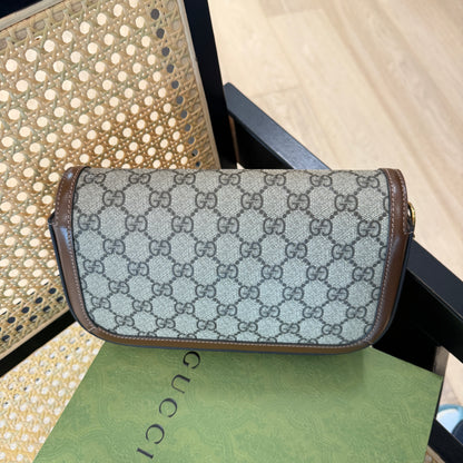 【#173】Pre-owned Gucci Horsebit 1955 Mini Bag GG Supreme Canvas2509220&&