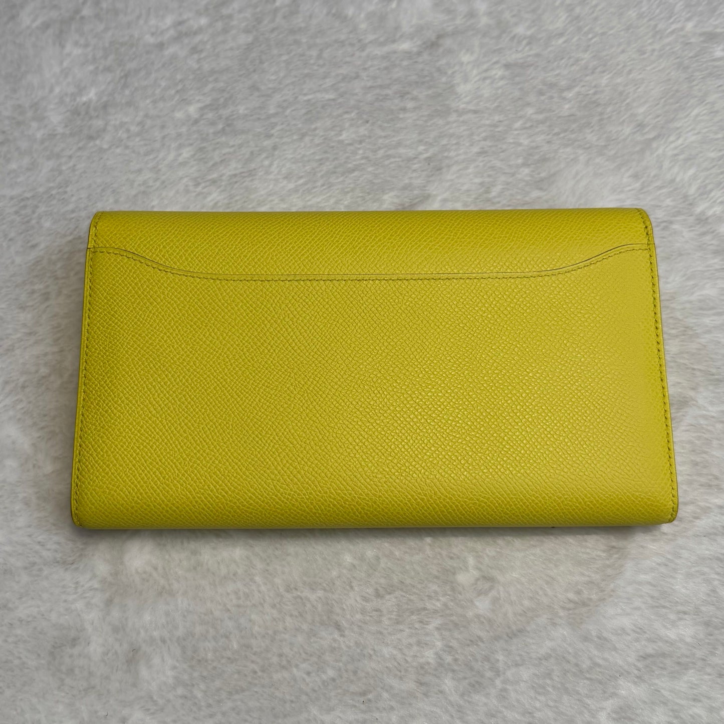【#290】Pre-owned Hermès Constance Long Wallet Epsom Leather in Lime Yellow with Palladium Hardware