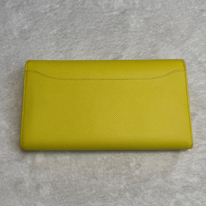 【#290】Pre-owned Hermès Constance Long Wallet Epsom Leather in Lime Yellow with Palladium Hardware