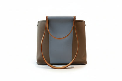 【#006】Pre-owned Hermès Cabag 32 Q Stamp Blue-Grey Canvas Leather Tote Bag HZ251022013