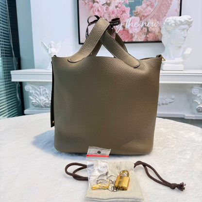 【#209】Pre-owned Hermès Picotin Lock 18 Bag Etoupe Clemence Leather