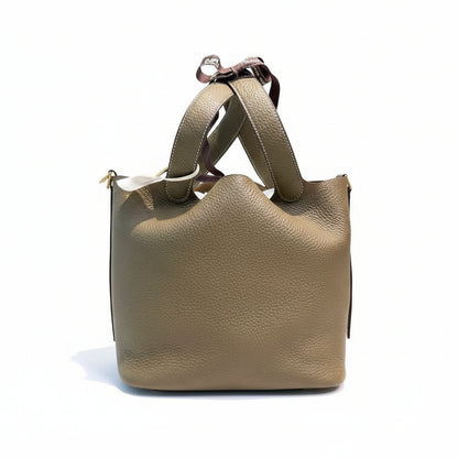 【#209】Pre-owned Hermès Picotin Lock 18 Bag Etoupe Clemence Leather