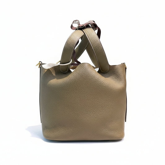 【#209】Pre-owned Hermès Picotin Lock 18 Bag Etoupe Clemence Leather