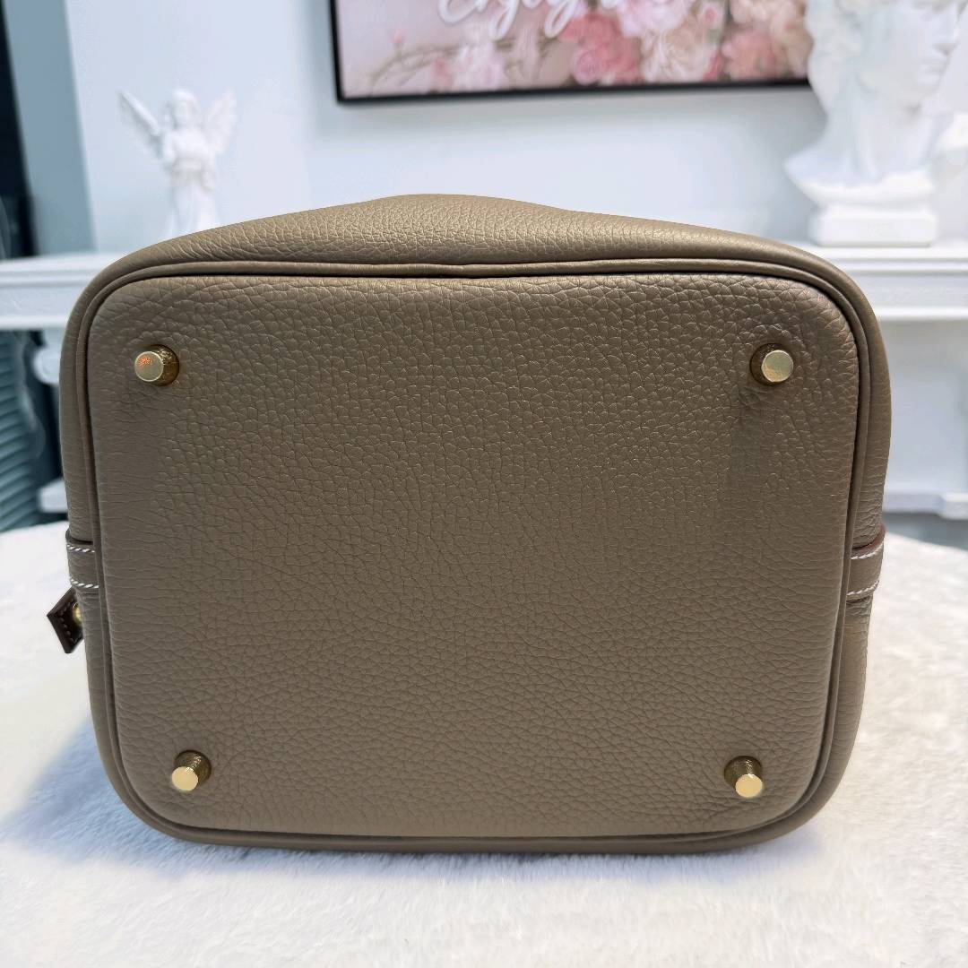 【#209】Pre-owned Hermès Picotin Lock 18 Bag Etoupe Clemence Leather