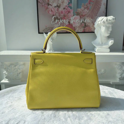【#017】Pre-owned Hermès Kelly 28 Lime Epsom Leather Handbag HZ260211011