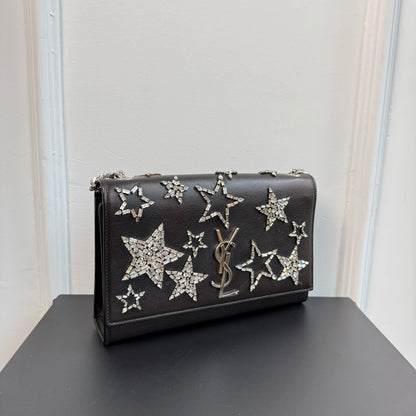 【#127】Pre-owned YSL Kate Small Black and Crystal Shoulder Bag HZ2510180&&