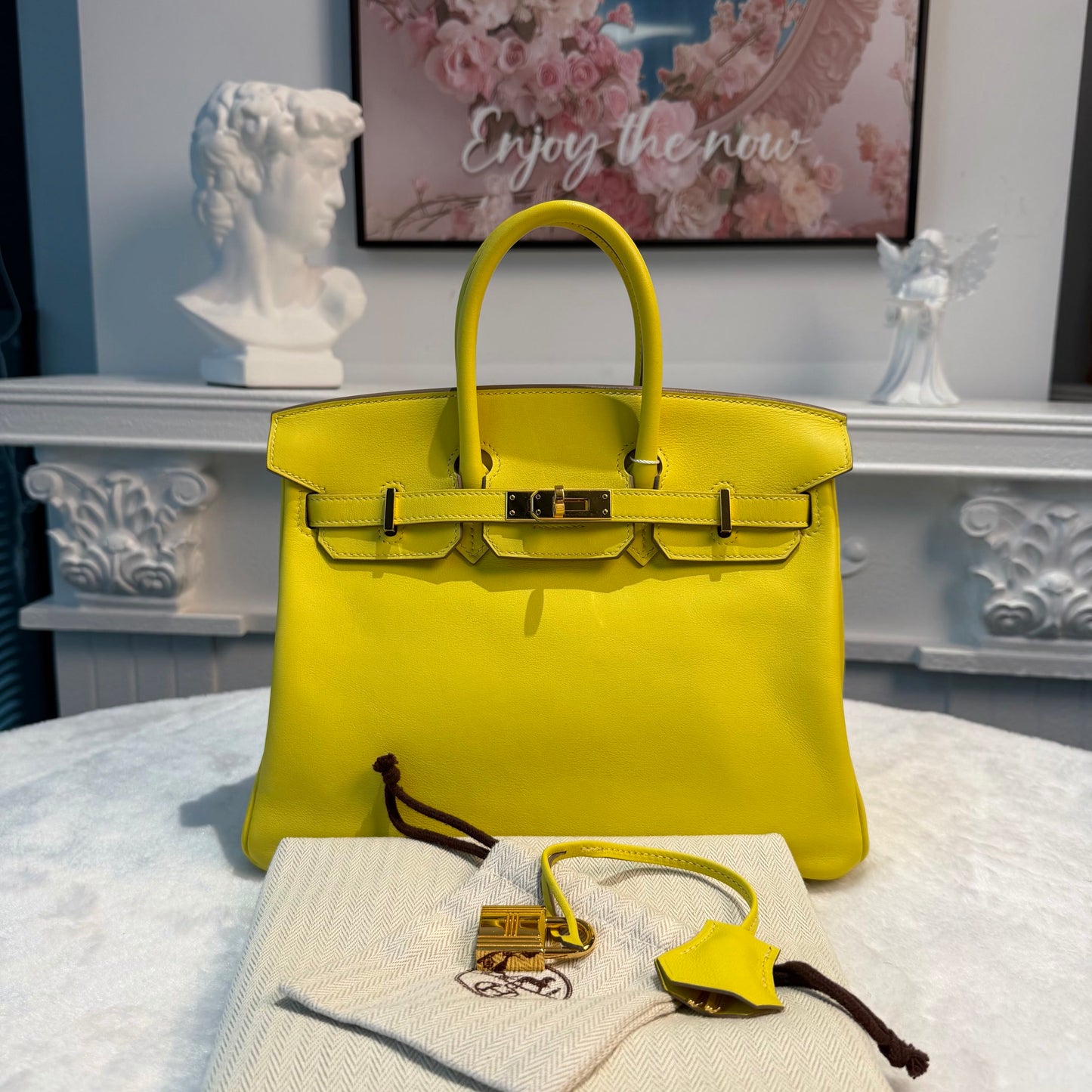【#292】Pre-owned Hermès Birkin 25 Bag Swift Leather in Lime Yellow with Gold-Tone Hardware