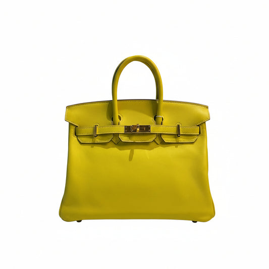 【#292】Pre-owned Hermès Birkin 25 Bag Swift Leather in Lime Yellow with Gold-Tone Hardware
