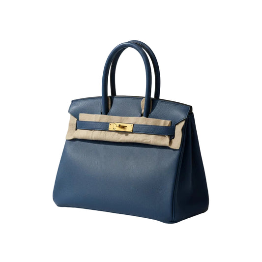 【#210】Pre-owned HERMES Birkin 30 Blue Silver Hardware X Stamp 2016 Epsom Leather Handbag HZ250425016