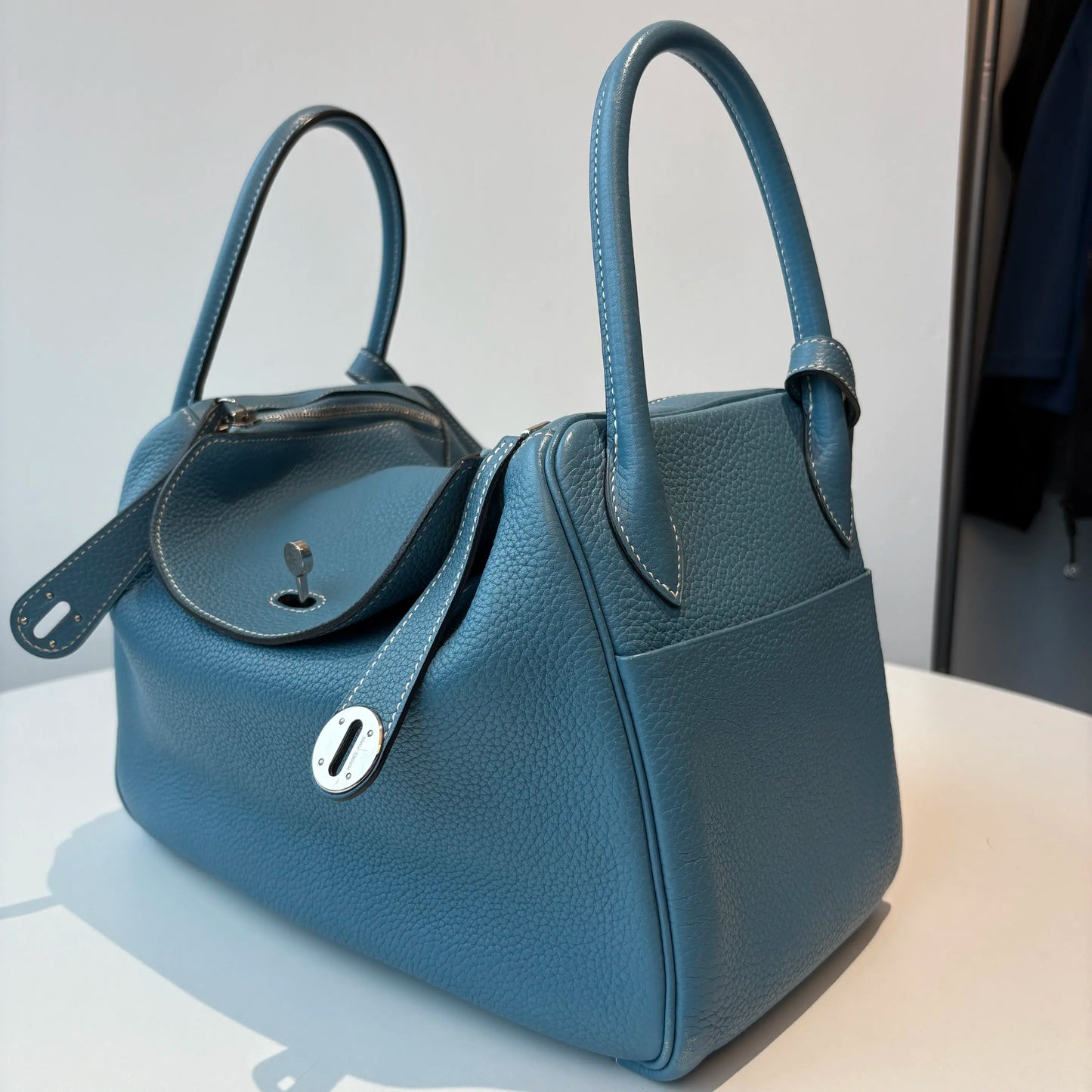 【#009】Pre-owned Hermès Lindy 18 Jean Blue Clemence Leather Shoulder Bag HZ251107014