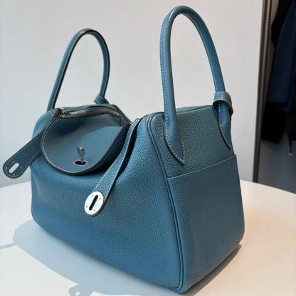 【#009】Pre-owned Hermès Lindy 18 Jean Blue Clemence Leather Shoulder Bag HZ251107014