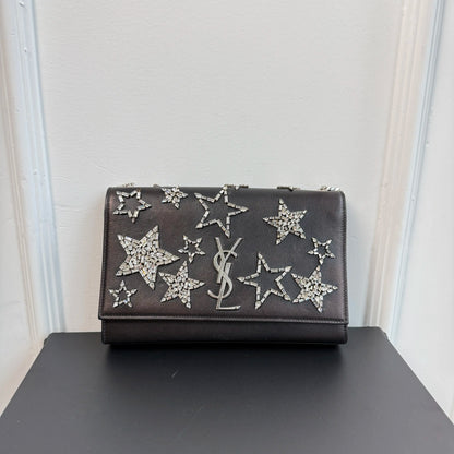 【#127】Pre-owned YSL Kate Small Black and Crystal Shoulder Bag HZ2510180&&