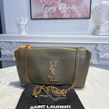 【#123】Pre-owned YSL Reversible Kate Medium Green Calfskin Crossbody Bag HZ2512250&&