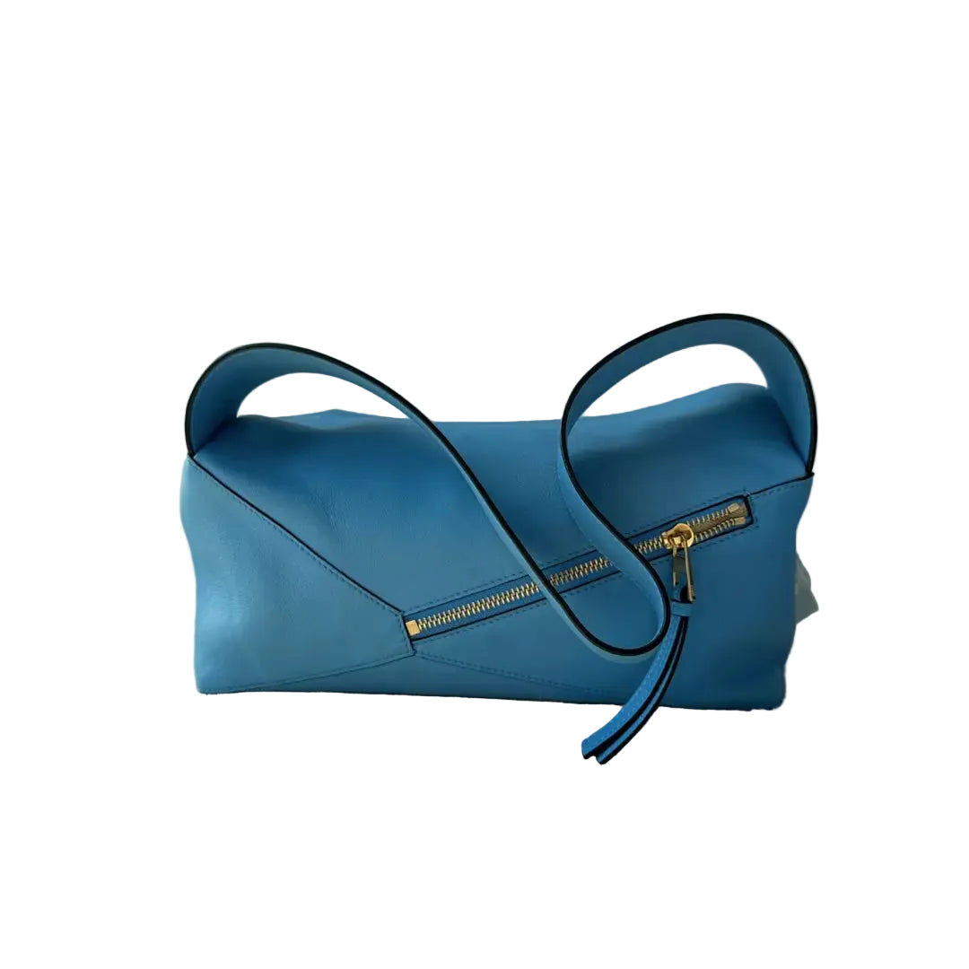【#104】Pre-owned Loewe Puzzle Hobo Blue Calfskin Hobo HZ251218022