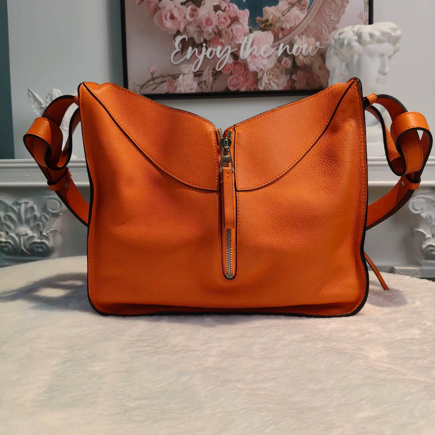【#110】Pre-owned Loewe Anton Small Orange Calfskin Crossbody Bag HZ260119016