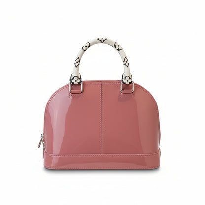 【#291】Pre-owned Louis Vuitton Alma BB Bag Vernis Patent Leather in Rose Pink with Monogram Luggage Tag