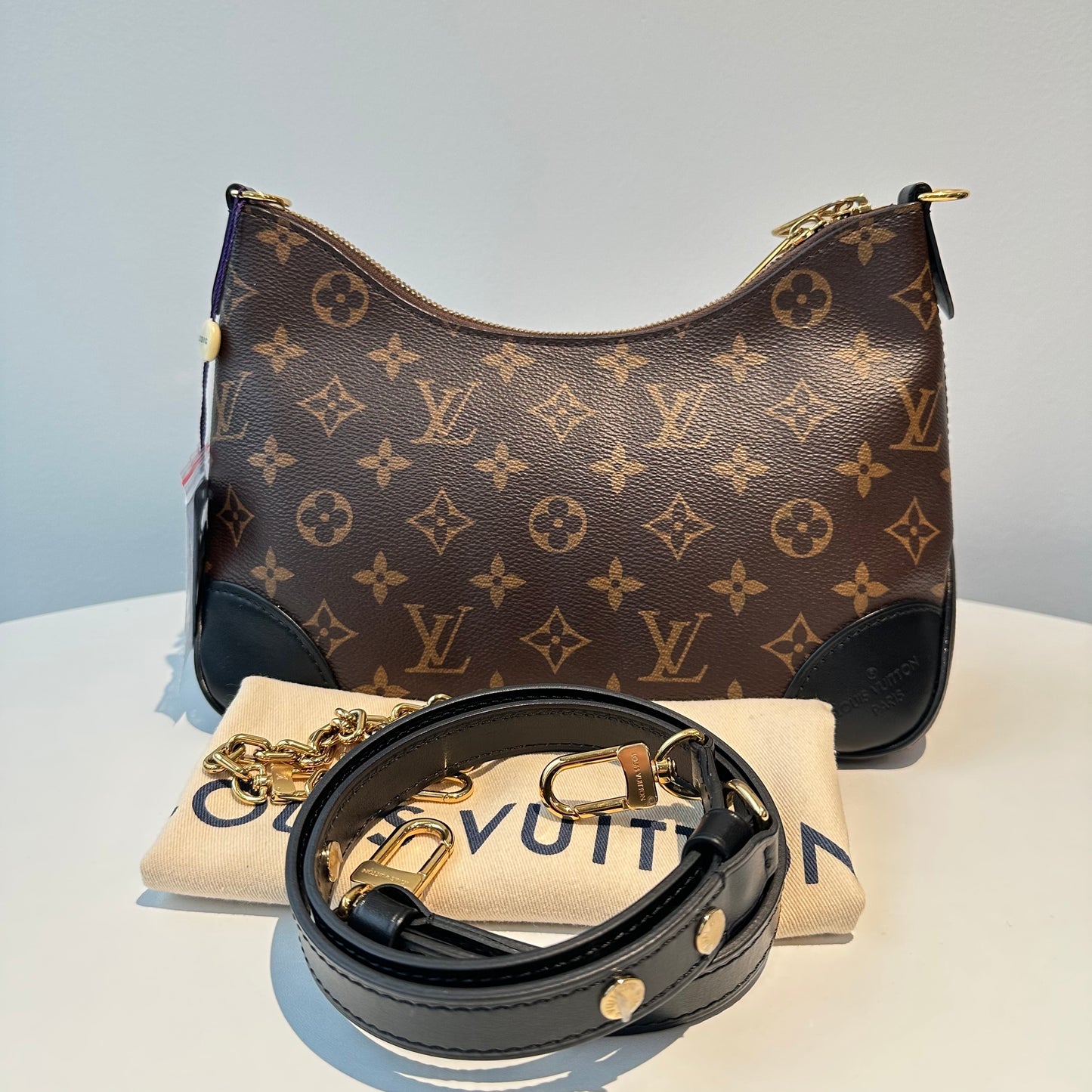 【#073】Pre-owned Louis Vuitton Boulogne Monogram Canvas Black Leather Hobo BagHZ2601190&&