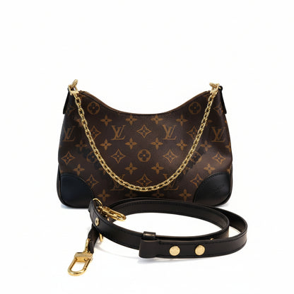 【#063】Pre-owned Louis Vuitton Boulogne Monogram Canvas Black Leather Hobo Bag