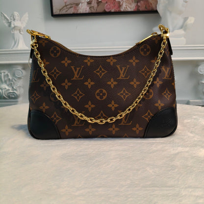 【#063】Pre-owned Louis Vuitton Boulogne Monogram Canvas Black Leather Hobo Bag
