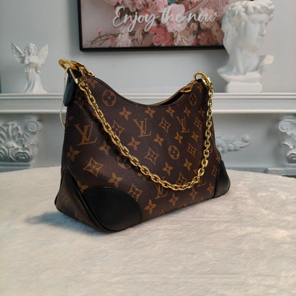 【#063】Pre-owned Louis Vuitton Boulogne Monogram Canvas Black Leather Hobo Bag